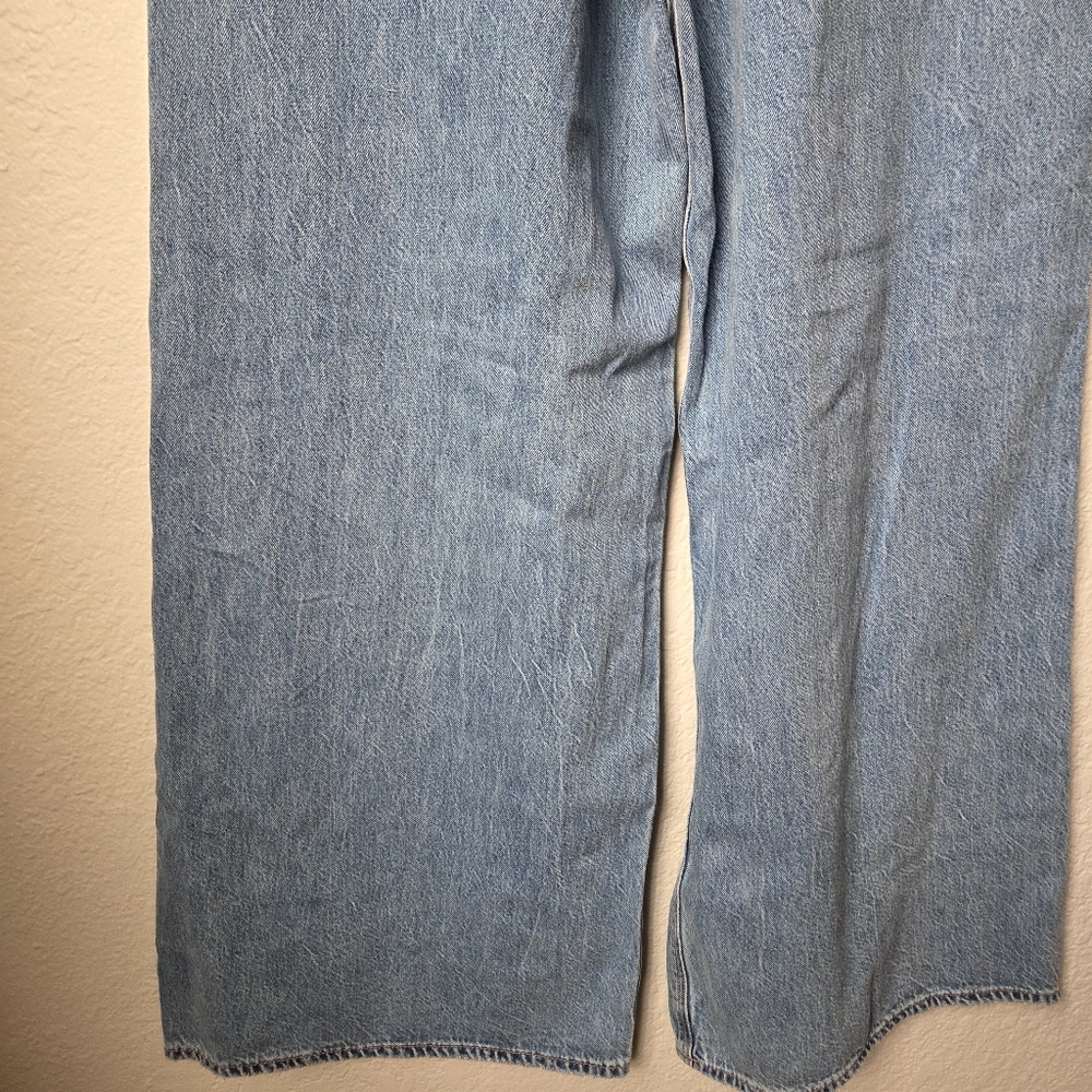 American Eagle Dreamy Drape Super High-Rise Sz 2 Ultra Wide Leg Jeans  Long Blue - Picture 11 of 15